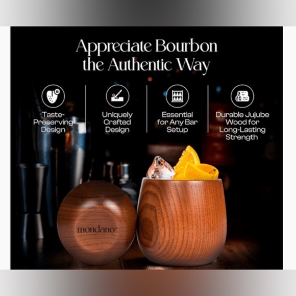 Mondano Wooden Bourbon Cups, Jujube Wood Drinking Cups, Set of Two - Picture 6 of 12